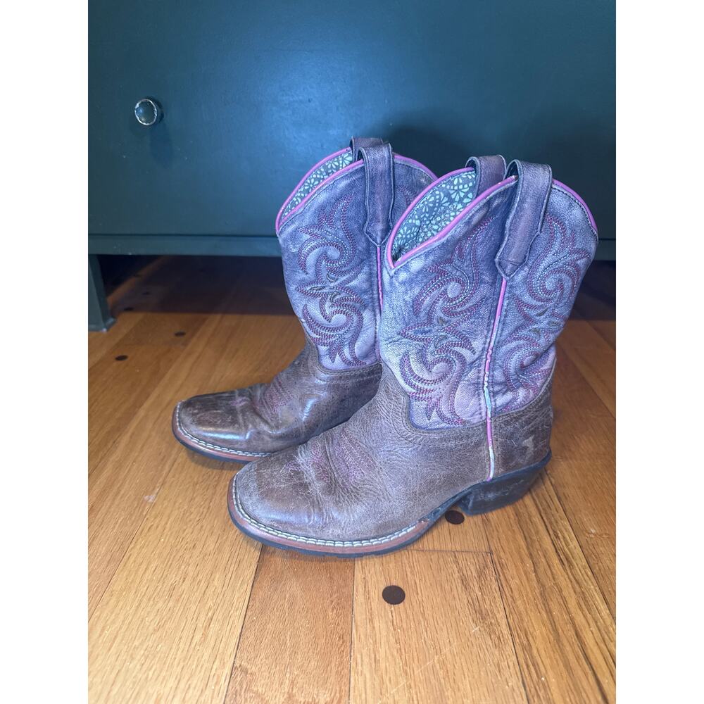 Dan Post Children's Size 12.5 D Distressed Brown Leather Cowboy Western Boots